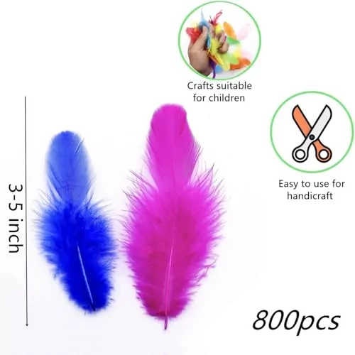 Vibrant 800pcs rooster feathers for DIY crafts, school projects, and educational activities. Ideal for creative arts, costumes, and decorations.