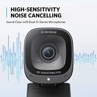 High-Resolution 2K Webcam with AI Noise Canceling for Educators - Anker PowerConf C200; Ideal for Clear Video Conferencing and Online Teaching.