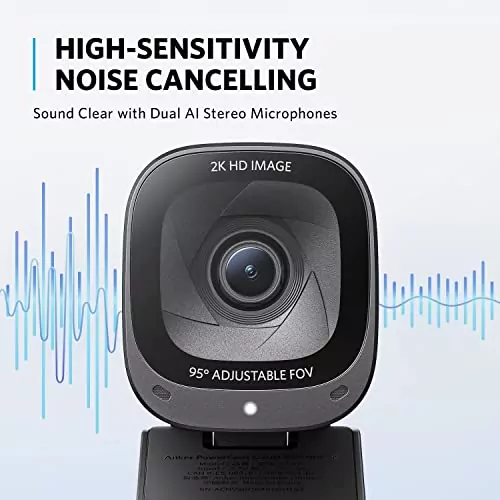 High-Resolution 2K Webcam with AI Noise Canceling for Educators - Anker PowerConf C200; Ideal for Clear Video Conferencing and Online Teaching.