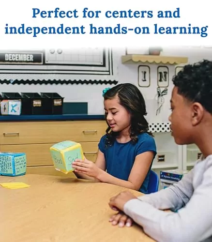 Carson Dellosa Foam Classroom Dice Set, featuring three large customizable pocket cubes and activity cards, perfect for interactive learning and teaching.