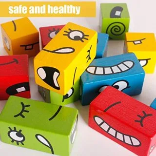 Engage young minds with wooden blocks designed for educational playtime, featuring fun expression matching and puzzle-building activities for kids.