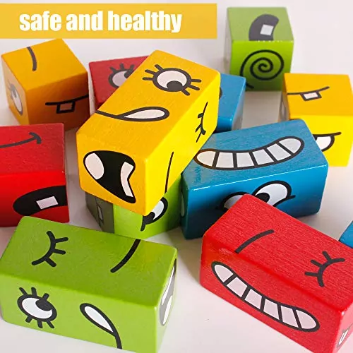 Engage young minds with wooden blocks designed for educational playtime, featuring fun expression matching and puzzle-building activities for kids.