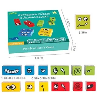 Chiyr Educational Wooden Blocks Puzzle for Kids enhances expression matching skills, promoting cognitive development and fun learning through play.