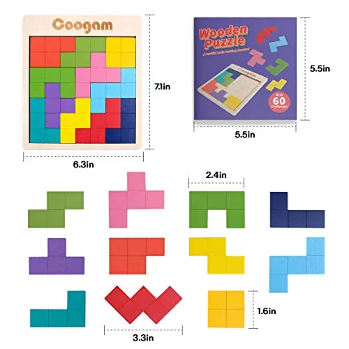 3D Wooden Puzzle Blocks: Engage in a Fun Educational Activity Enhancing Critical Thinking Skills and Promoting Problem-Solving with Brain-Teaser Challenges.