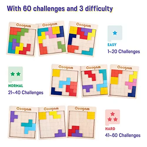 Coogam 3D Wooden Puzzle Blocks offer a brain-teasing experience with 60 challenges, perfect for creative educational play and skill development.
