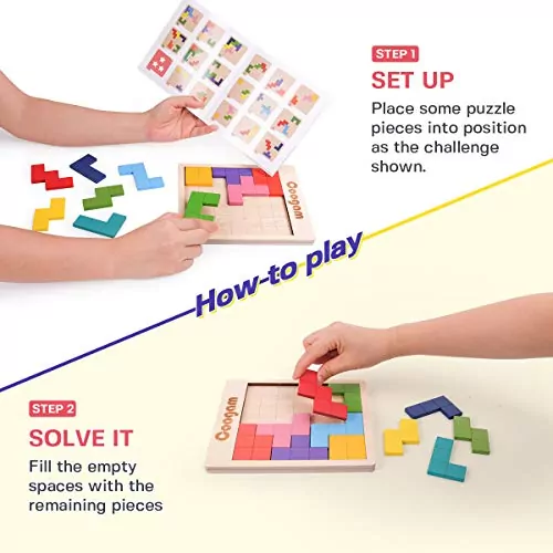 Coogam 3D Wooden Puzzle: Engaging Brain Teaser Toy featuring 60 Educational Challenges for Mind Development and Enhanced Problem-Solving Skills.