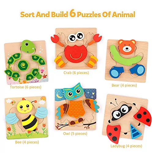 Boost fine motor skills with our 6-pack Montessori Animal Shape Puzzles. Engage in fun, educational playtime with these interactive learning tools for children.