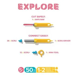 Eco-Friendly Cardboard Kit: 50-Piece STEM & STEAM Toolbox promotes creativity and learning with sustainable materials for children.