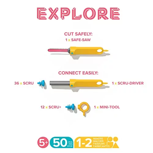 Eco-Friendly Cardboard Kit: 50-Piece STEM & STEAM Toolbox promotes creativity and learning with sustainable materials for children.