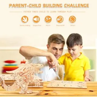3D Wooden Puzzle Dragon Kit for Adults and Educators - Engage with a Unique Engineering Building Experience Through an Intricate Roaring Dragon Model