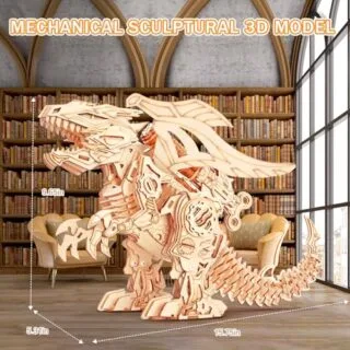 3D Wooden Dragon Puzzle: Interactive Educational Construction Set for Adults. Perfect for Skill Development, Creativity, and Problem-Solving.