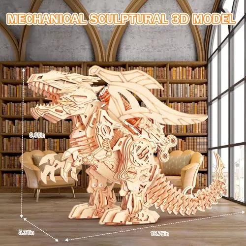 3D Wooden Dragon Puzzle: Interactive Educational Construction Set for Adults. Perfect for Skill Development, Creativity, and Problem-Solving.