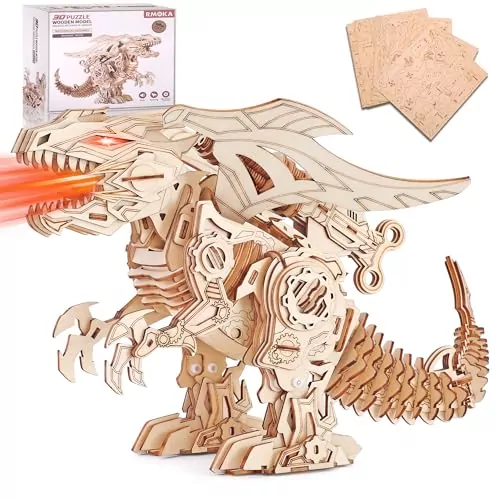 Roaring Dragon 3D Wooden Puzzle Kit: Ideal for adults and educators to explore creative engineering concepts through engaging assembly challenges.