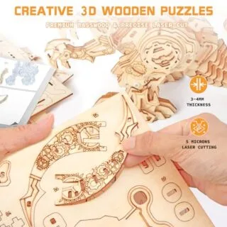 Immersive 3D Wooden Puzzle: Roaring Dragon Model Kit, Perfect for Educators Seeking Interactive and Educational Building Experiences.