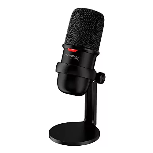 HyperX SoloCast USB Condenser Mic: Ideal for educators, offering tap-to-mute functionality for seamless audio on PC, PS5, PS4, and Mac setups.