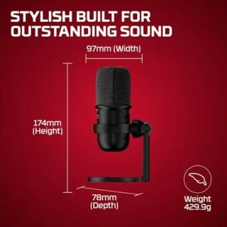 HyperX Solocast USB Condenser Mic for Educators - Easy Tap-to-Mute Feature, Compatible with PC, PS4, PS5, and Mac for Seamless Audio Recording