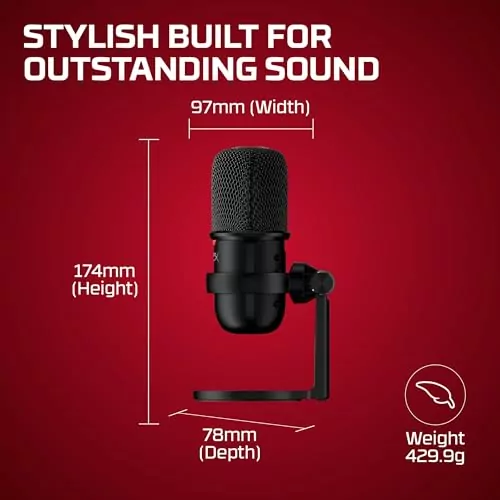 HyperX Solocast USB Condenser Mic for Educators - Easy Tap-to-Mute Feature, Compatible with PC, PS4, PS5, and Mac for Seamless Audio Recording