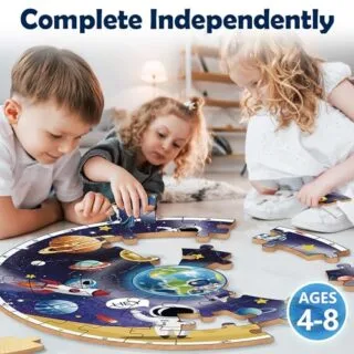 Iplay Ilearn Jumbo Floor Puzzles: Captivating Wooden Jigsaw for Kids Aged 3-8 Encourages Learning and Motor Skills Development
