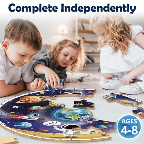 Iplay Ilearn Jumbo Floor Puzzles: Captivating Wooden Jigsaw for Kids Aged 3-8 Encourages Learning and Motor Skills Development