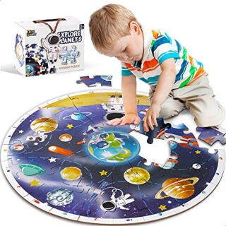 Colorful Jumbo Floor Puzzle by iPlay iLearn for Kids 3-8: Educational, Fun Wooden Jigsaw Encouraging Cognitive and Motor Skills Development