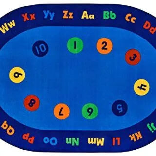 Oval Classroom Rug 6x9 in Blue for Kid Value Plus, Ideal for Early Learning and Circle Time Activities in Preschool and Early Education Settings.