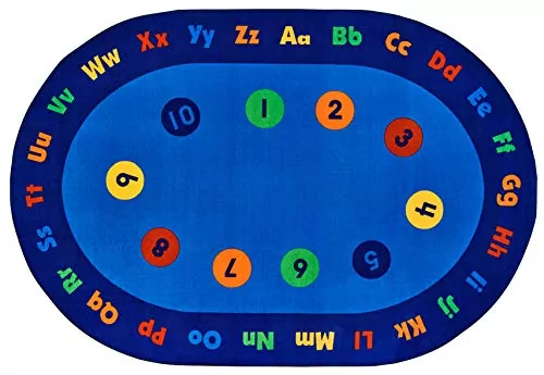 Oval Classroom Rug 6x9 in Blue for Kid Value Plus, Ideal for Early Learning and Circle Time Activities in Preschool and Early Education Settings.