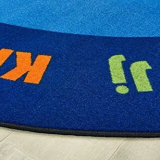 KidValue 6x9 Oval Classroom Rug in Blue for Early Learning and Circle Time activities, ideal for creating an engaging educational environment.