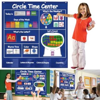 Kikigoal Circle Time Classroom Pocket Chart enhances learning with vibrant colors, helping educators create interactive and engaging lessons.