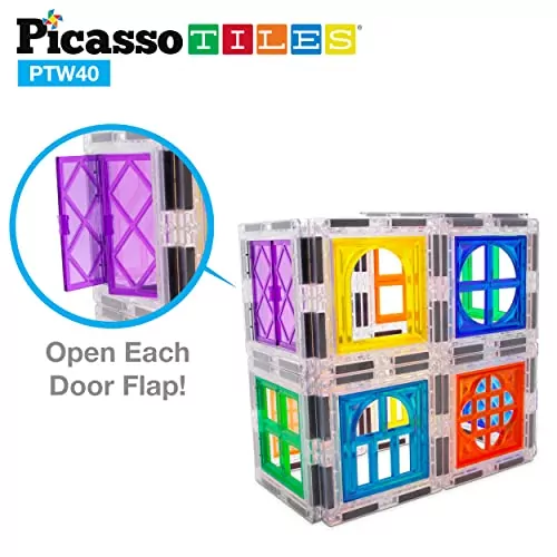 Enhance creativity with the PicassoTiles Magnetic Expansion Set, featuring innovative window and door add-ons for imaginative building and learning.