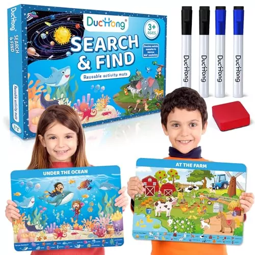 Preschool Learning Book Ages 4-8: Interactive Educational Resource with Dry Erase Markers, Enhance Early Childhood Literacy and Math Skills.