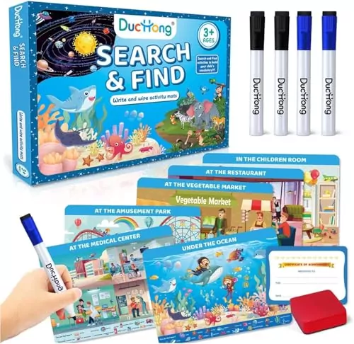 Enhance preschool learning with a dry erase activity book for ages 4-8, promoting creativity and interactive handwriting skills. Perfect for engaging education.