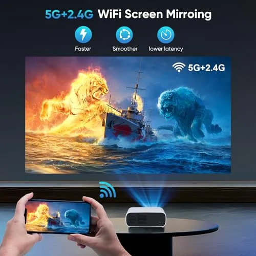 WiFi and Bluetooth-equipped outdoor projector offering 18000 lumens and 1080p resolution, ideal for classroom presentations.