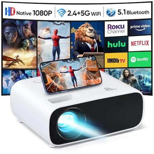 Outdoor 1080p portable projector with 18000 lumens, WiFi, and Bluetooth; ideal for educators seeking high-quality visual presentations.