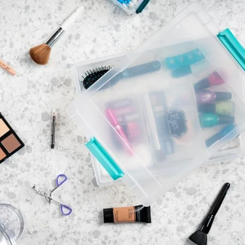 Optimize classroom and craft storage with this 4-pack of 6 qt storage bins featuring secure lids, perfect for organizing supplies efficiently.