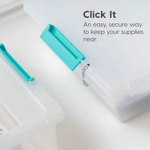 Vibrant 6-quart storage bins with lids, perfect for classroom organization and craft storage, available in a convenient 4-pack set.