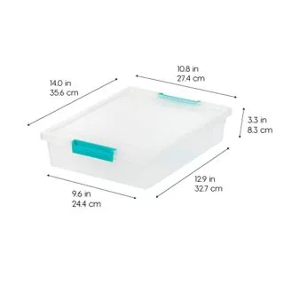 Iris USA 6QT Storage Bins with Lids, ideal for organizing classrooms and crafts, available in a convenient 4 pack for efficient storage.