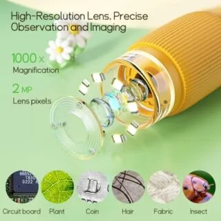 Compact Winwend Kids 1000x Microscope with Photo and Video Capture for Young Scientists' Exploration and Discovery