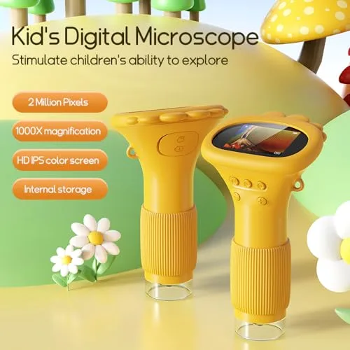 Enhance young scientists' exploration with a portable 1000x kids microscope, featuring photo and video capture for interactive learning.
