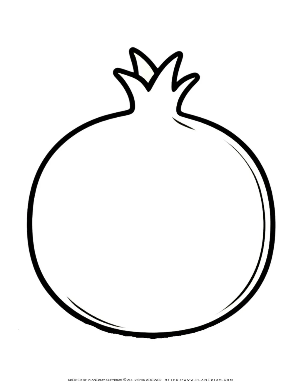 Download a printable pomegranate outline coloring page, perfect for crafting or educational activities. Ideal for kids and adults who love creative projects.