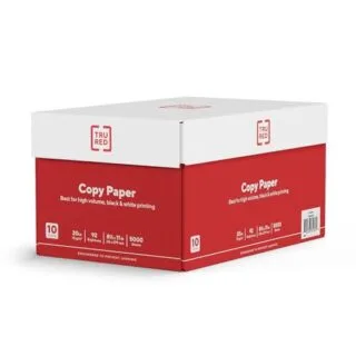 TRU RED 8.5x11 printer paper, 5000 sheets, ideal for educators seeking reliable, high-quality printing for classroom and educational materials.