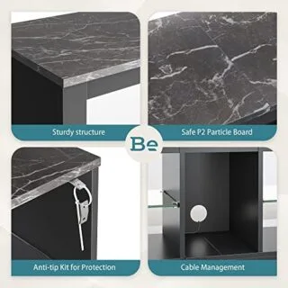 Gaming Console TV Stand: Supports 55-Inch LED with Adjustable Glass Shelves. An ideal educator-friendly entertainment hub enhancing learning spaces.