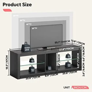 Enhance your living room with this educator-friendly gaming console TV stand, featuring LED adjustable glass shelves for a modern entertainment setup.