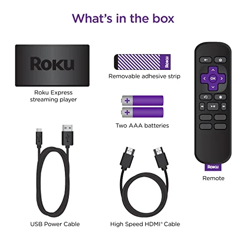 Roku Express HD Streaming Device designed for educators, featuring a standard remote and access to free live educational TV for enhanced home learning.