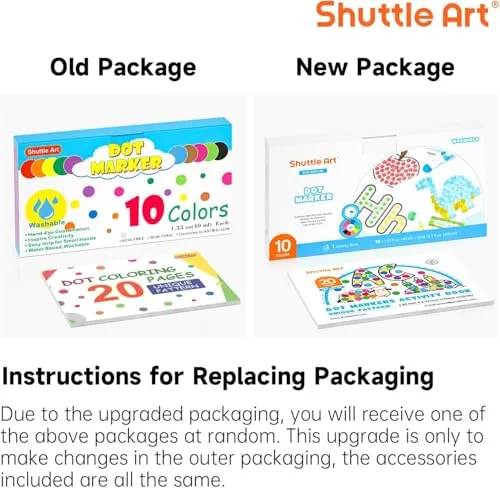 Vibrant Washable Dot Markers for Children - Shuttle Art 10-Pack, Non-Toxic Bingo Daubers for Creative Kids Activities and Art Projects