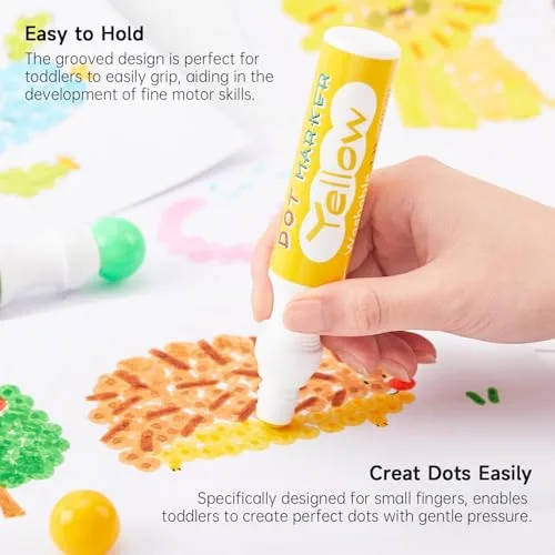 Shuttle Art 10-Color Washable Dot Markers Set: Non-Toxic, Ideal for Kids' Early Learning and Creative Fun