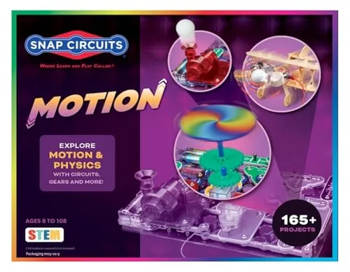 Explore the Snap Circuits Motion Electronics Kit, designed for interactive physics experiments and tabletop demos, perfect for hands-on learning.