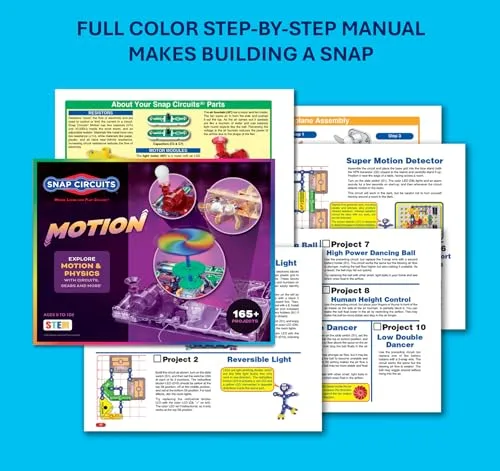 Improve your physics knowledge with the Snap Circuits Motion Electronics Kit, featuring interactive projects that make learning mechanics exciting and educational.