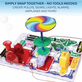 Explore interactive physics experiments with the Snap Circuits Motion Electronics Kit, perfect for hands-on learning and educational engagement.