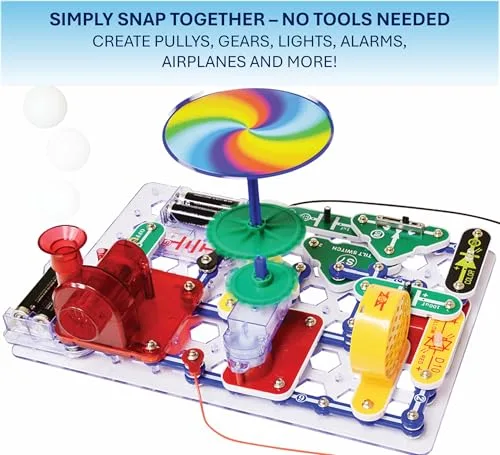 Explore interactive physics experiments with the Snap Circuits Motion Electronics Kit, perfect for hands-on learning and educational engagement.