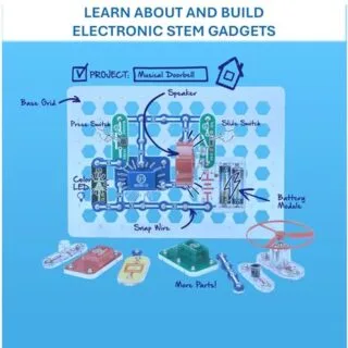 Snap Circuits Jr. SC-100 Robotics STEM Kit offers 100 engaging projects with a full-color guide, providing an educational and interactive learning experience for kids.